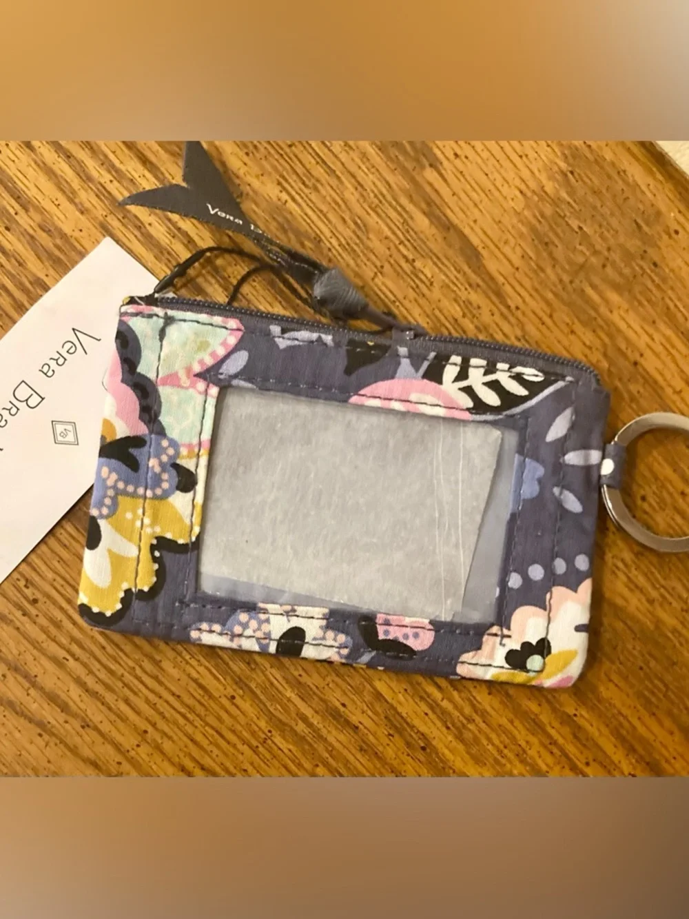 Vera Bradley Zip ID Card Case Keyring Charmont Meadow NWT
